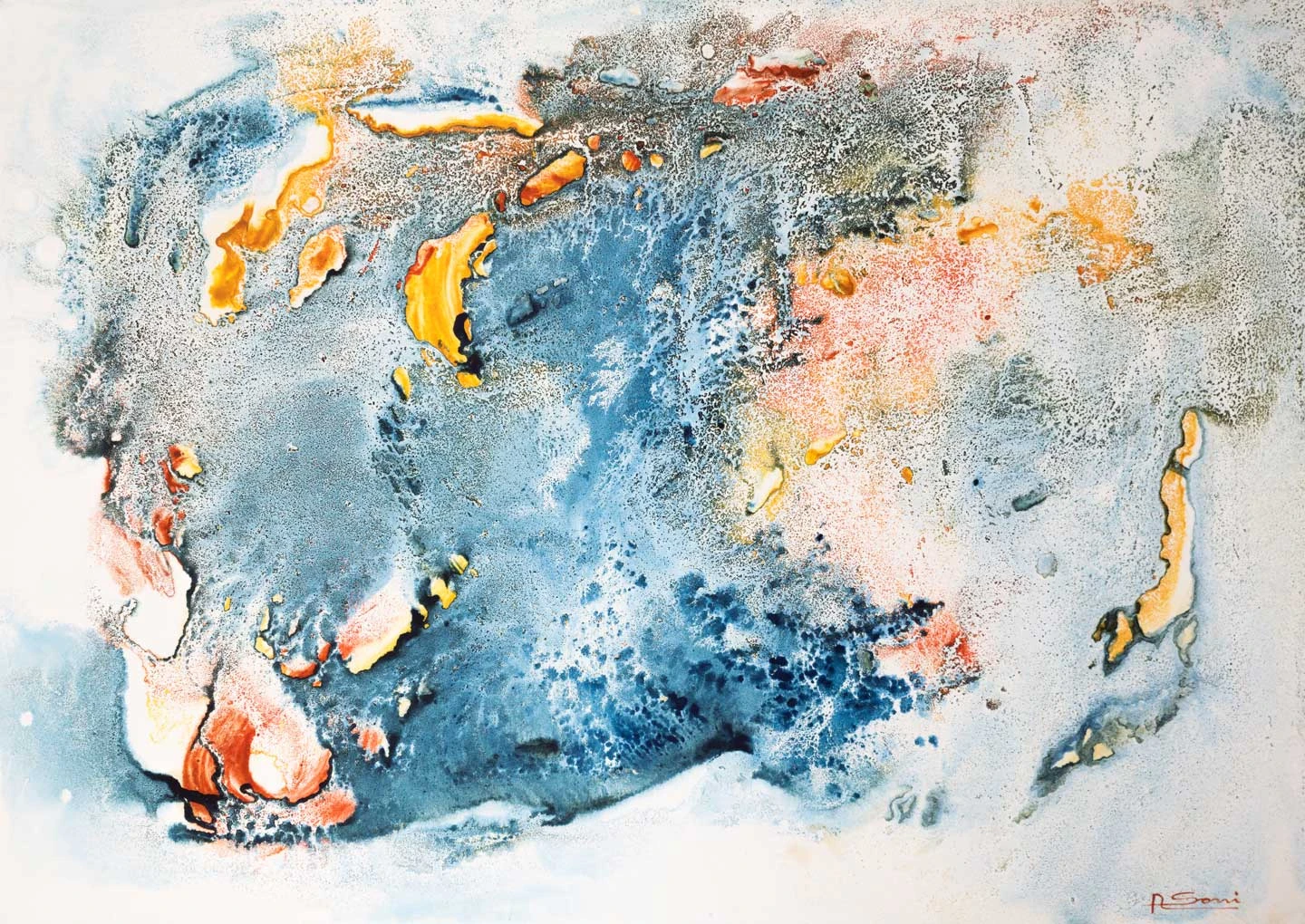 Deep Space, dipinto astratto informale di Alessio Sozzi, 1970