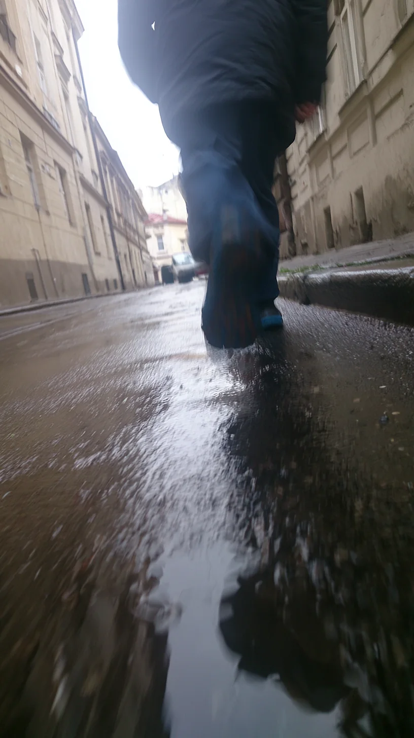 Passi su un selciato bagnato