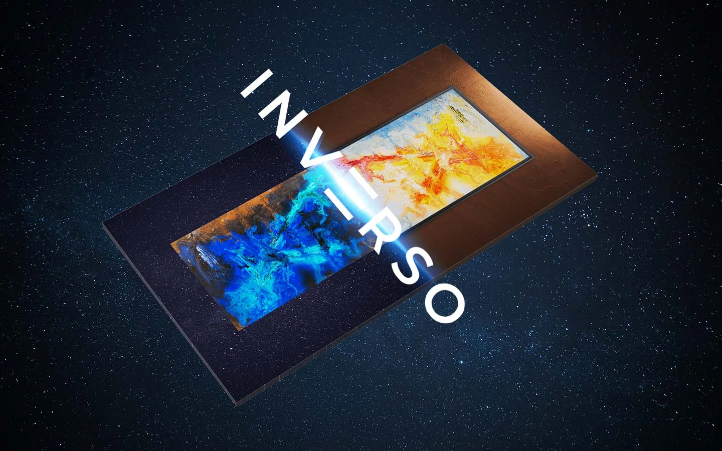 Immagine di progetto INVERSO: un’opera inclinata nello spazio stellato con il nome del progetto